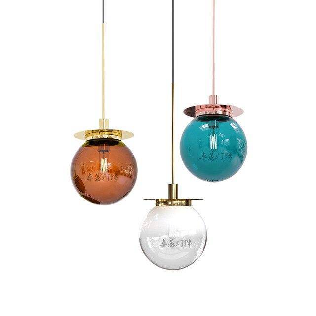 Suspension design en verre et base dorée Modern - vue 9 sur 11