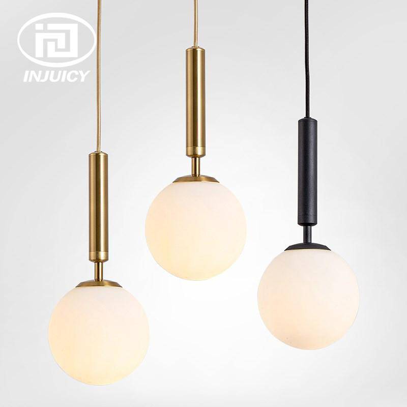 Suspension design boule en verre à LED et support cylindrique - vue 5 sur 8