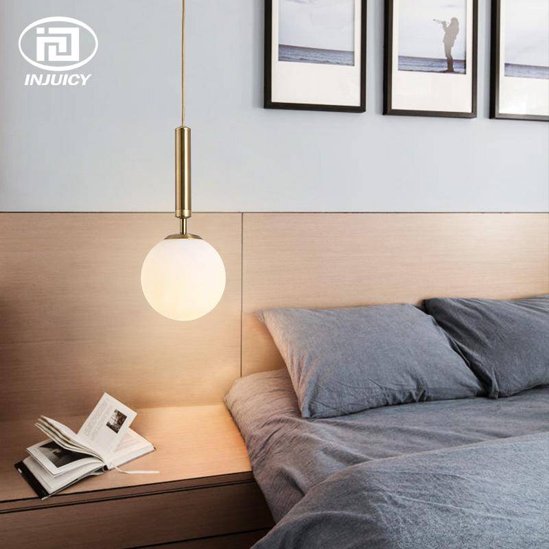 Suspension design boule en verre à LED et support cylindrique - vue 4 sur 8