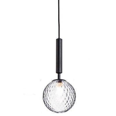 Suspension design boule en verre à LED et support cylindrique - vue 7 sur 8