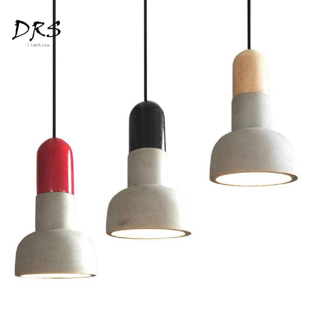 Suspension design style ciment et base colorée Nordic - vue 6 sur 12