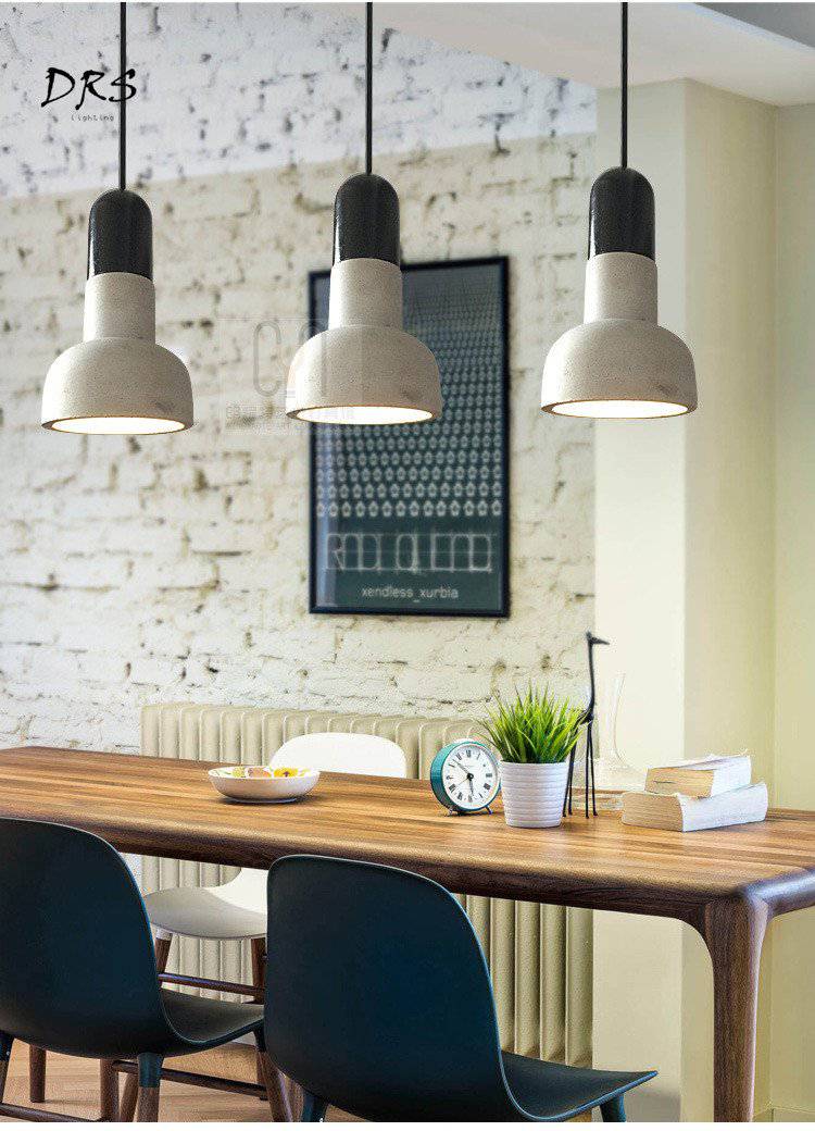 Suspension design style ciment et base colorée Nordic - vue 5 sur 12