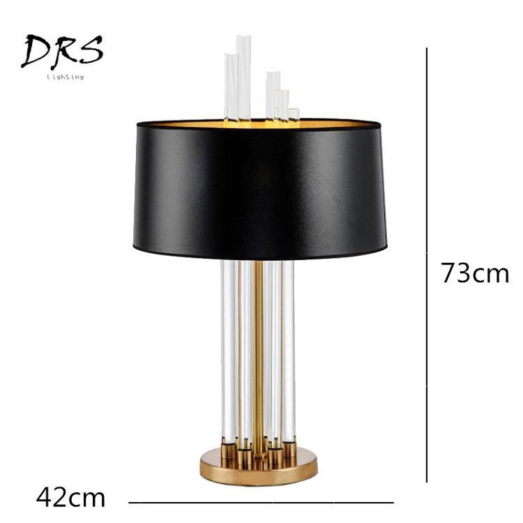 Lampe de chevet dorée en verre et abat-jour noir Designer - vue 4 sur 6