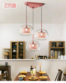 Suspension design à LED cage dans boule en verre