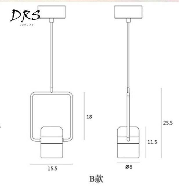 Suspension design en aluminium carré doré à LED avec lampe
