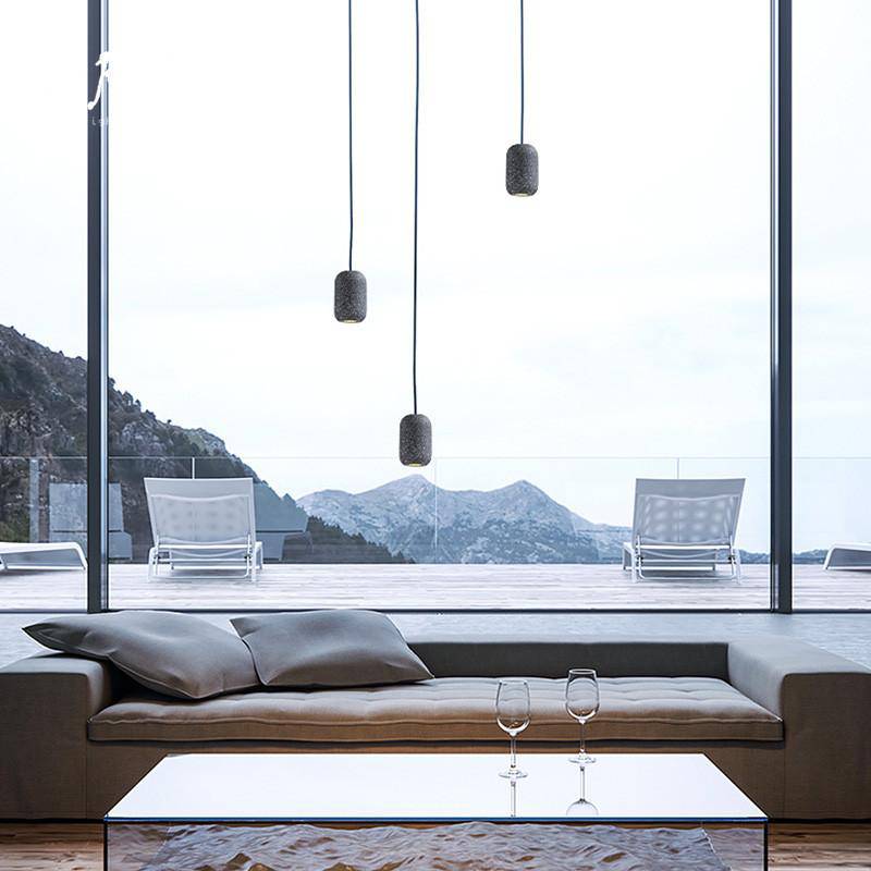 Suspension design LED en fausse pierre naturelle Loft - vue 4 sur 8