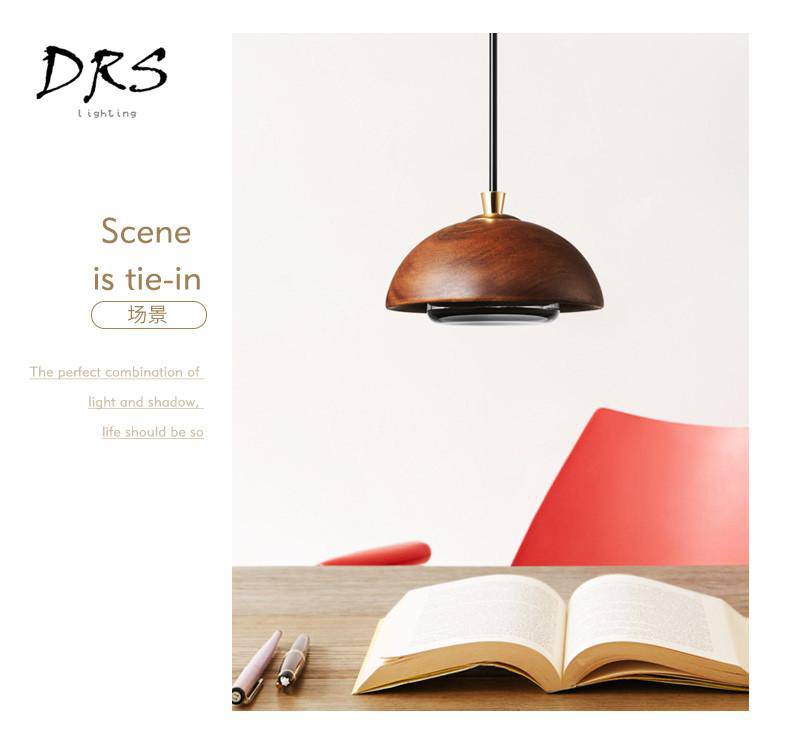 Suspension design en bois demi boule à LED - vue 5 sur 6