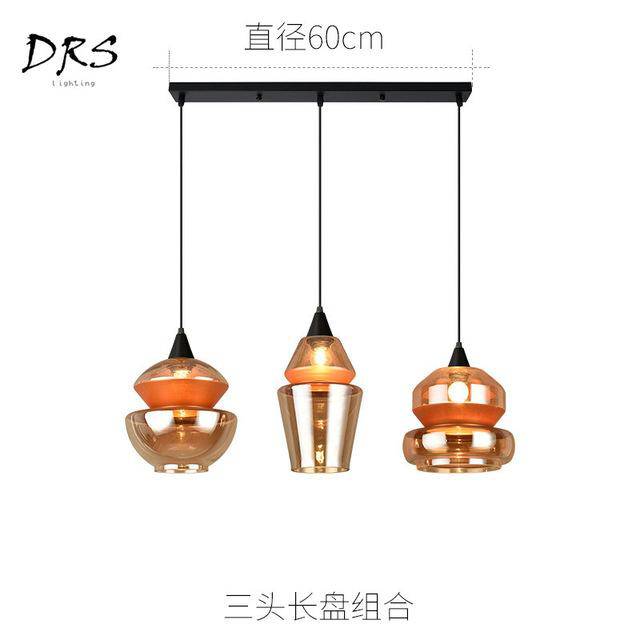 Suspension design en verre fumé marron de plusieurs formes - vue 6 sur 17