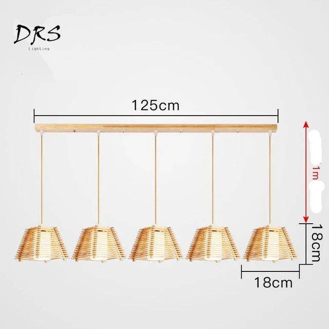 Suspension LED cage conique en bois - vue 8 sur 10