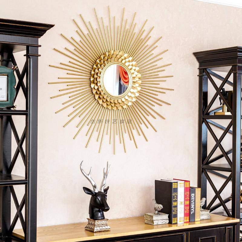 Miroir mural décoratif rond soleil doré Sunglasses