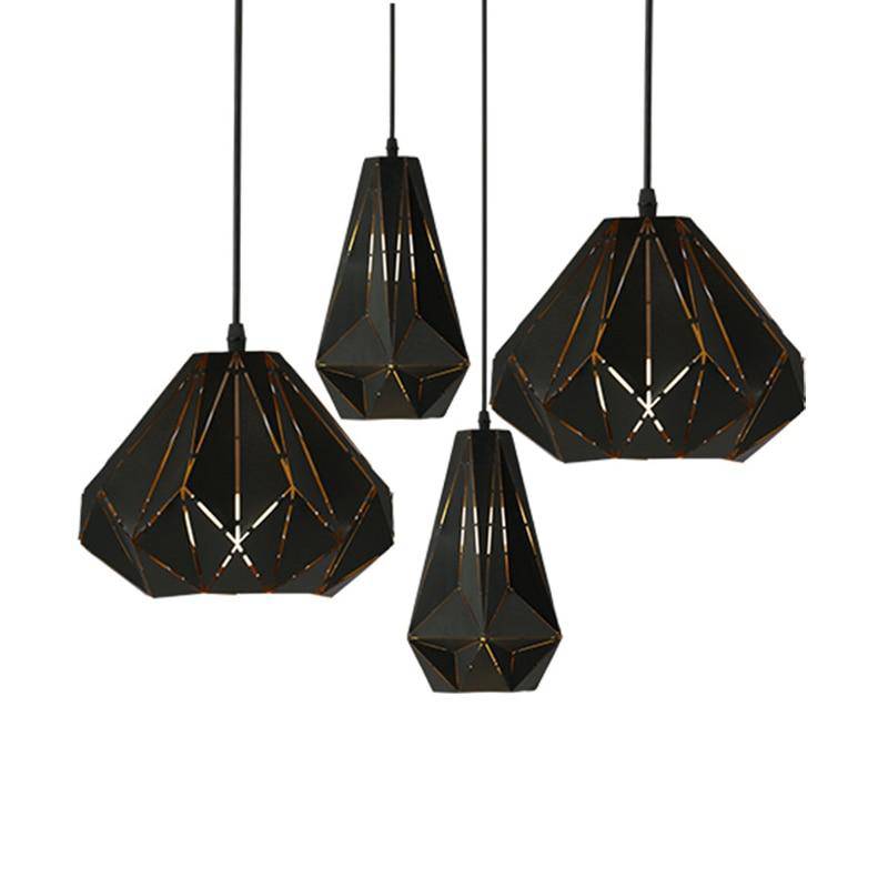 Suspension design rétro en métal noir Loft - vue 4 sur 13
