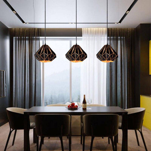 Suspension design rétro en métal noir Loft