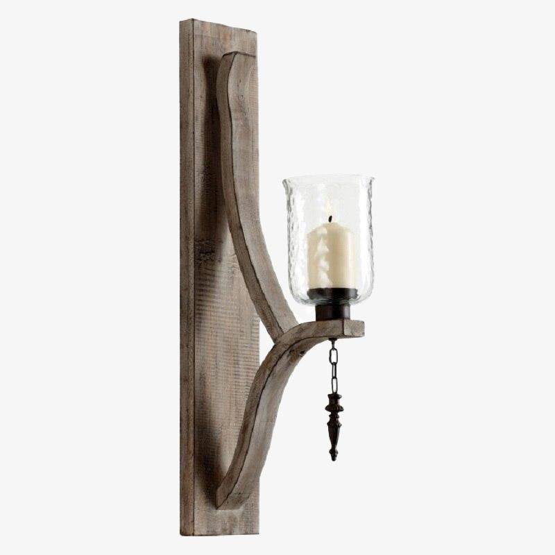 Applique murale LED en bois style rétro