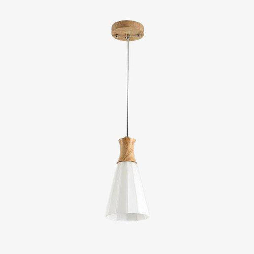 Suspension scandinave LED blanche avec abat-jour bois