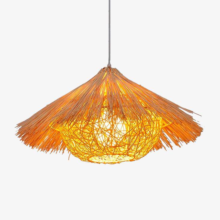 Suspension conique en bambou style paille