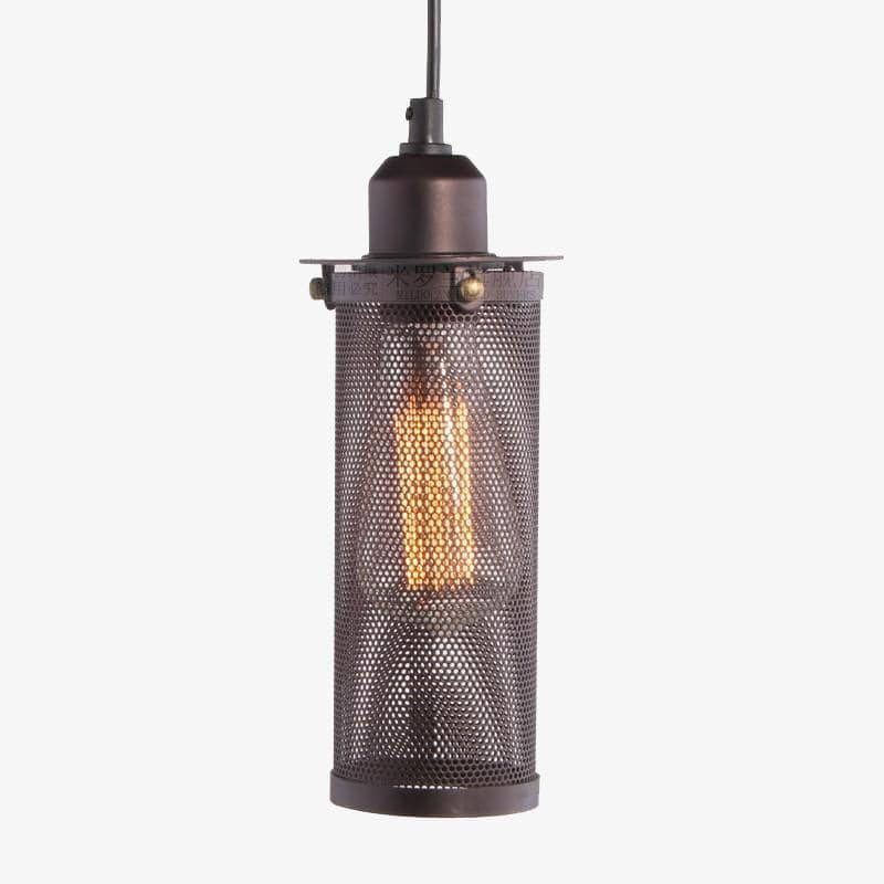 Suspension cylindrique cage en métal Bulb