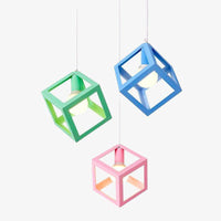 Suspension design à LED arête de cube de couleur en métal