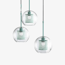 Suspension design à LED cage dans boule en verre