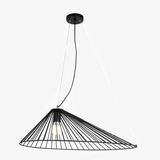 Suspension design à LED chapeau de paille noir