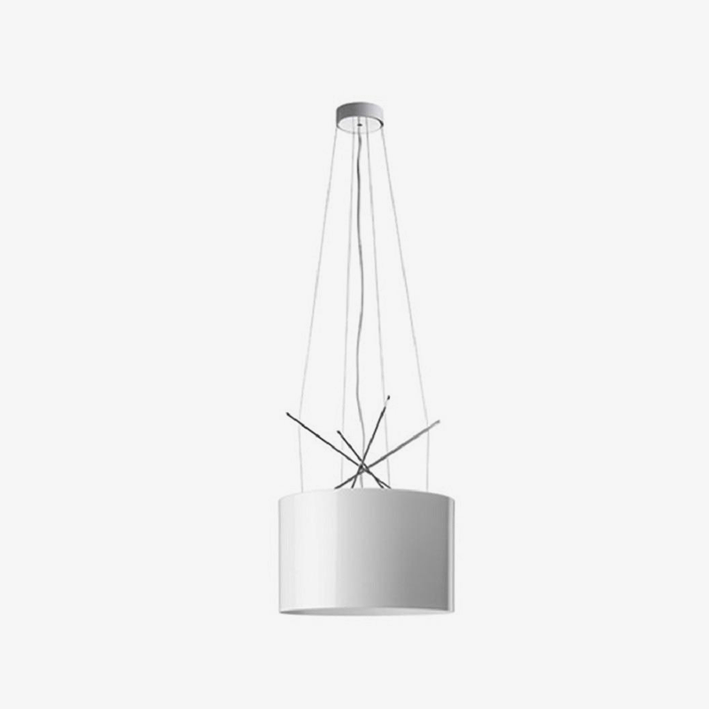 Suspension design abat-jour cylindrique et bâtons chromés Ray