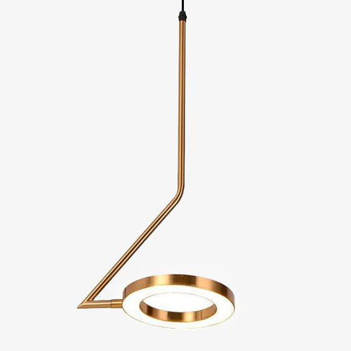 Suspension design doré à LED avec lampe ronde