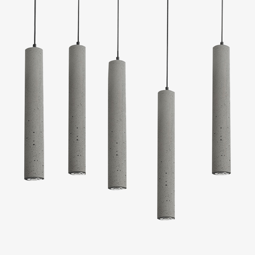 Suspension design LED allongée en ciment gris