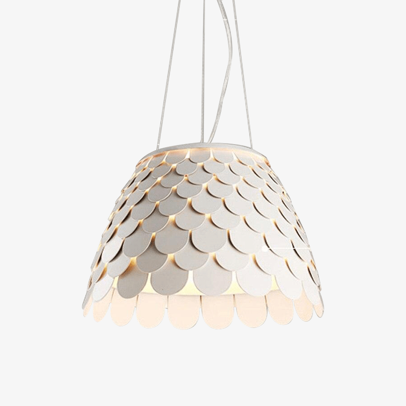 Suspension design LED avec abat-jour conique en tuile colorée