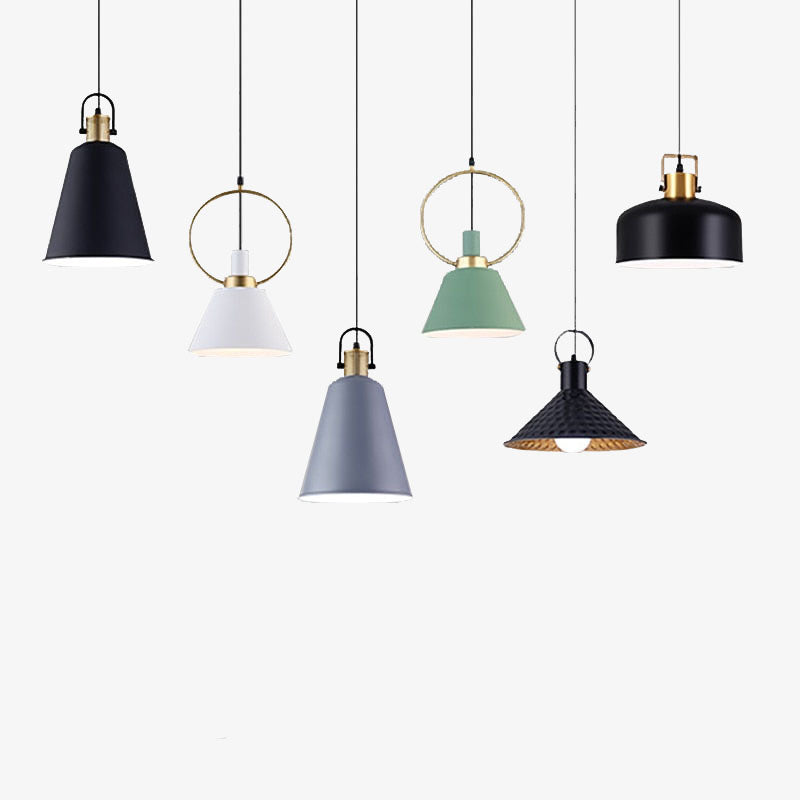 Suspension design LED avec abat-jour en métal nordique Haston