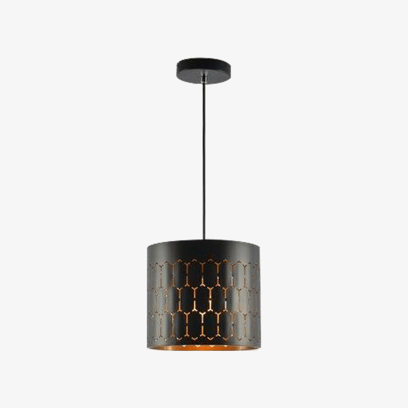 Suspension design LED avec abat-jour retro arrondi en métal - vue 2 sur 12