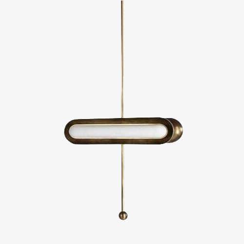 Suspension design LED avec double base dorée arrondie style Luxury