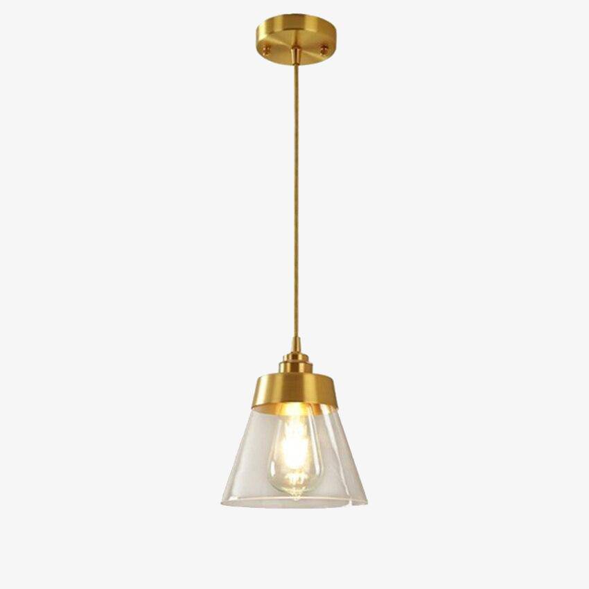 Suspension design LED dorée et abat-jour en verre luxury