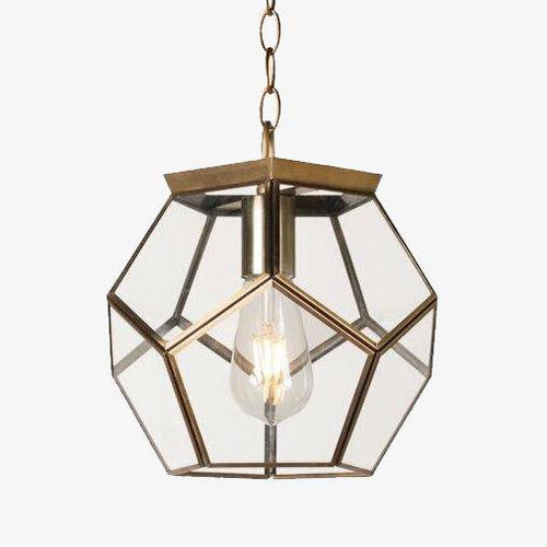 Suspension design LED en verre aux formes pentagonales style rétro