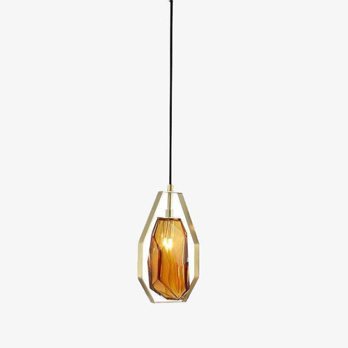 Suspension design LED en verre géométrique de couleurs Coffee