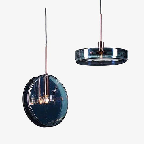 Suspension design ronde en verre bleue Dining