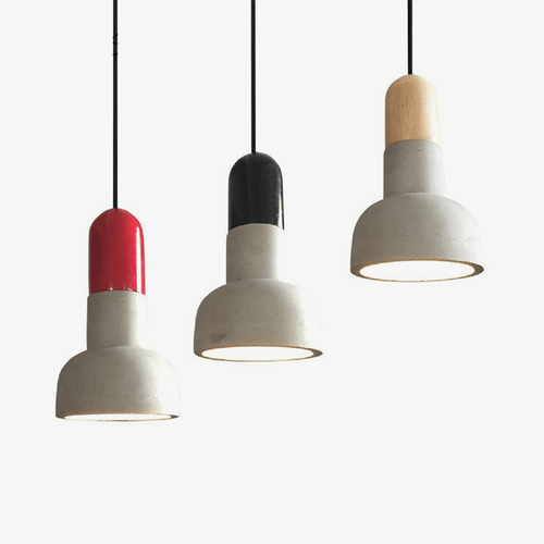 Suspension design style ciment et base colorée Nordic