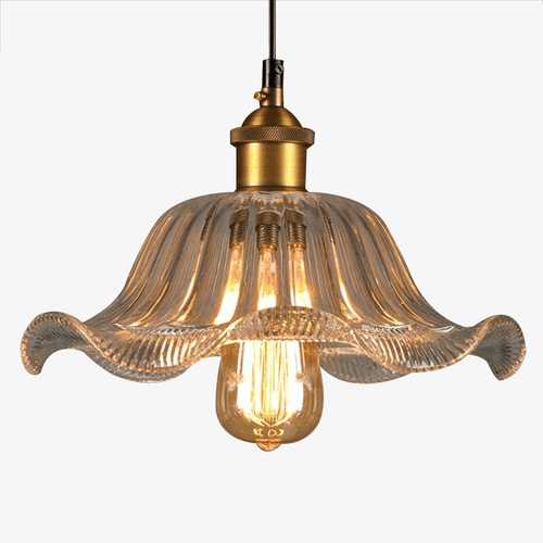 Suspension en verre et base doré Vintage