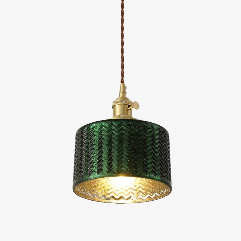 Suspension LED biforme vert et doré Dena