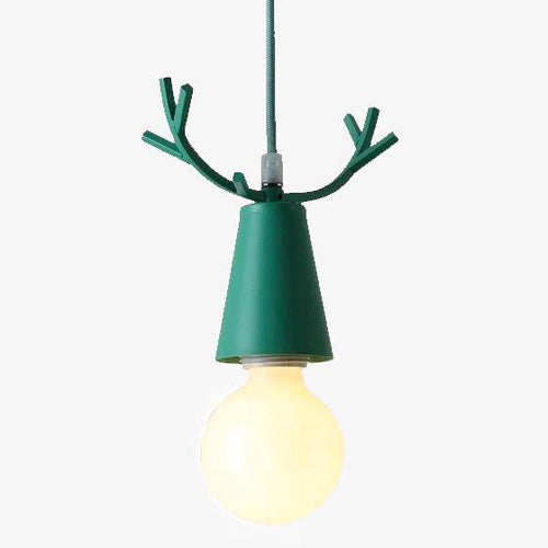 Suspension LED conique et cornes de cerf colorée