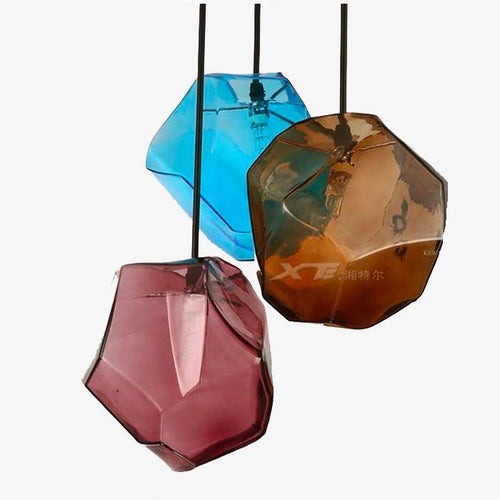 Suspension LED design en verre de couleur Stone