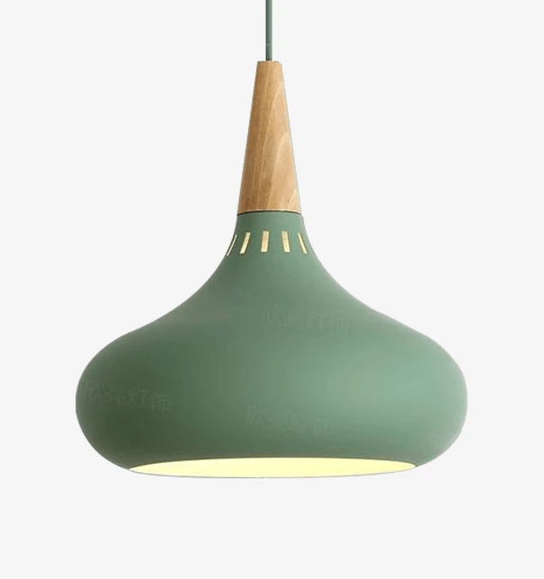 Suspension LED en métal et tige en bois Loft