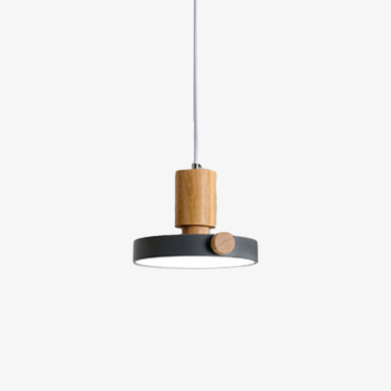 Suspension moderne en bois et abat-jour en métal fin Izore