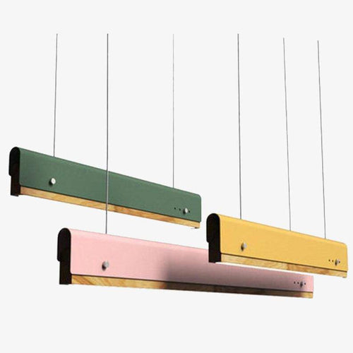 Suspension moderne LED avec finitions bois et métal coloré