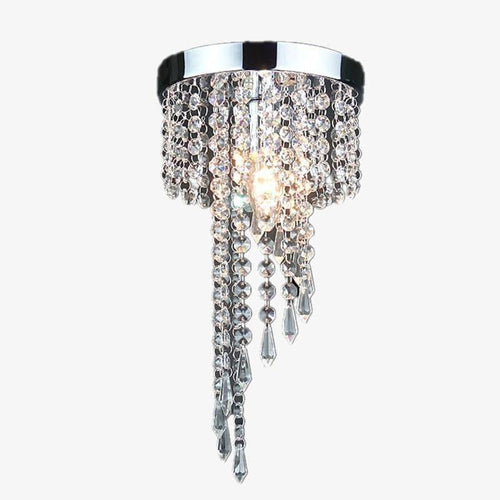 Suspension moderne LED chromé et verre cristal Luxury