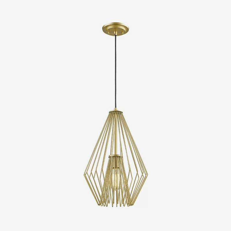 Suspension moderne LED en cage métal design doré
