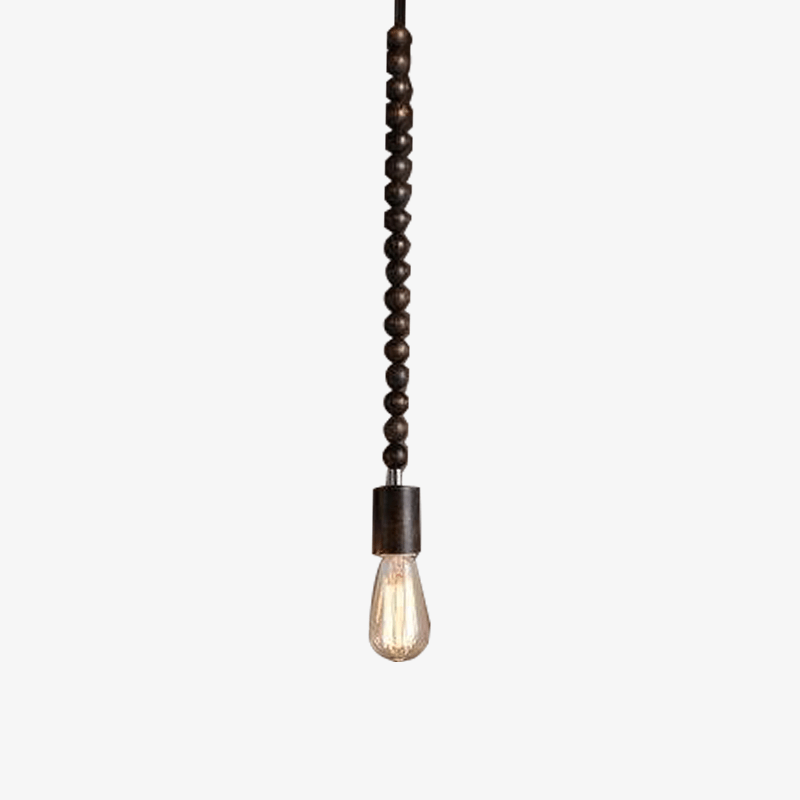 Suspension retro en bois avec ampoule Edison