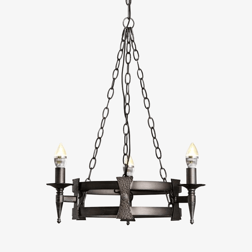 Suspension retro LED avec chaines et abat-jour métal