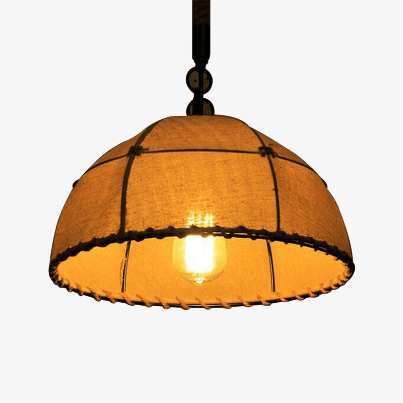 Suspension rustique abat-jour en tissu