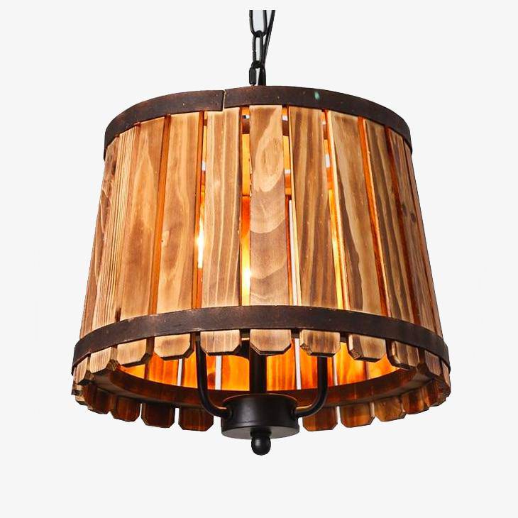 Suspension tonneau en bois antique Bucket