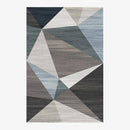 Tapis design géométrique rectangle gris et touches de bleu Area
