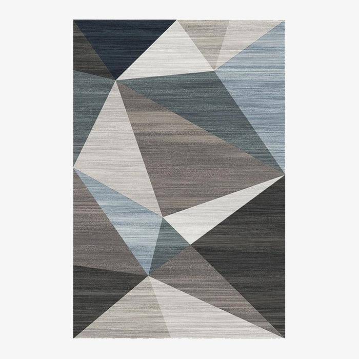 Tapis design géométrique rectangle gris et touches de bleu Area
